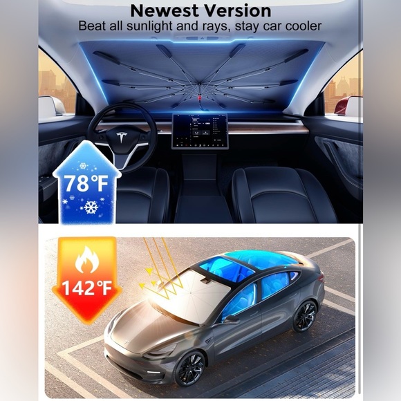 DMJN Car Umbrella Sun Shade with Nano-Ice Coating – UV Protection, Large - NWT - Picture 2 of 9